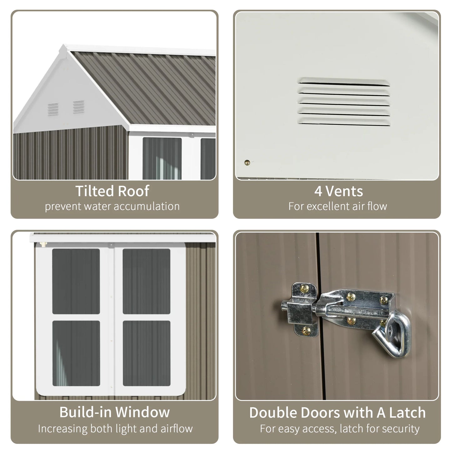 Outsunny Metal Garden Storage Shed With Two Doors Window