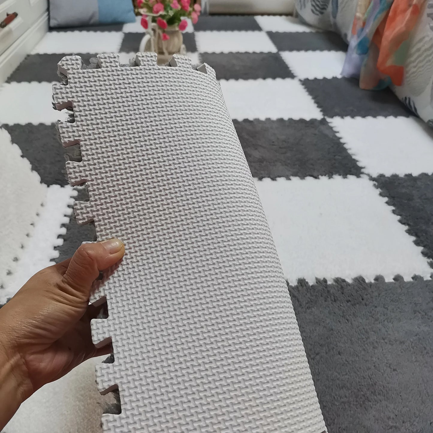 NONECN Solid Interlocking Foam Mats 24 PCS Non Slip EVA