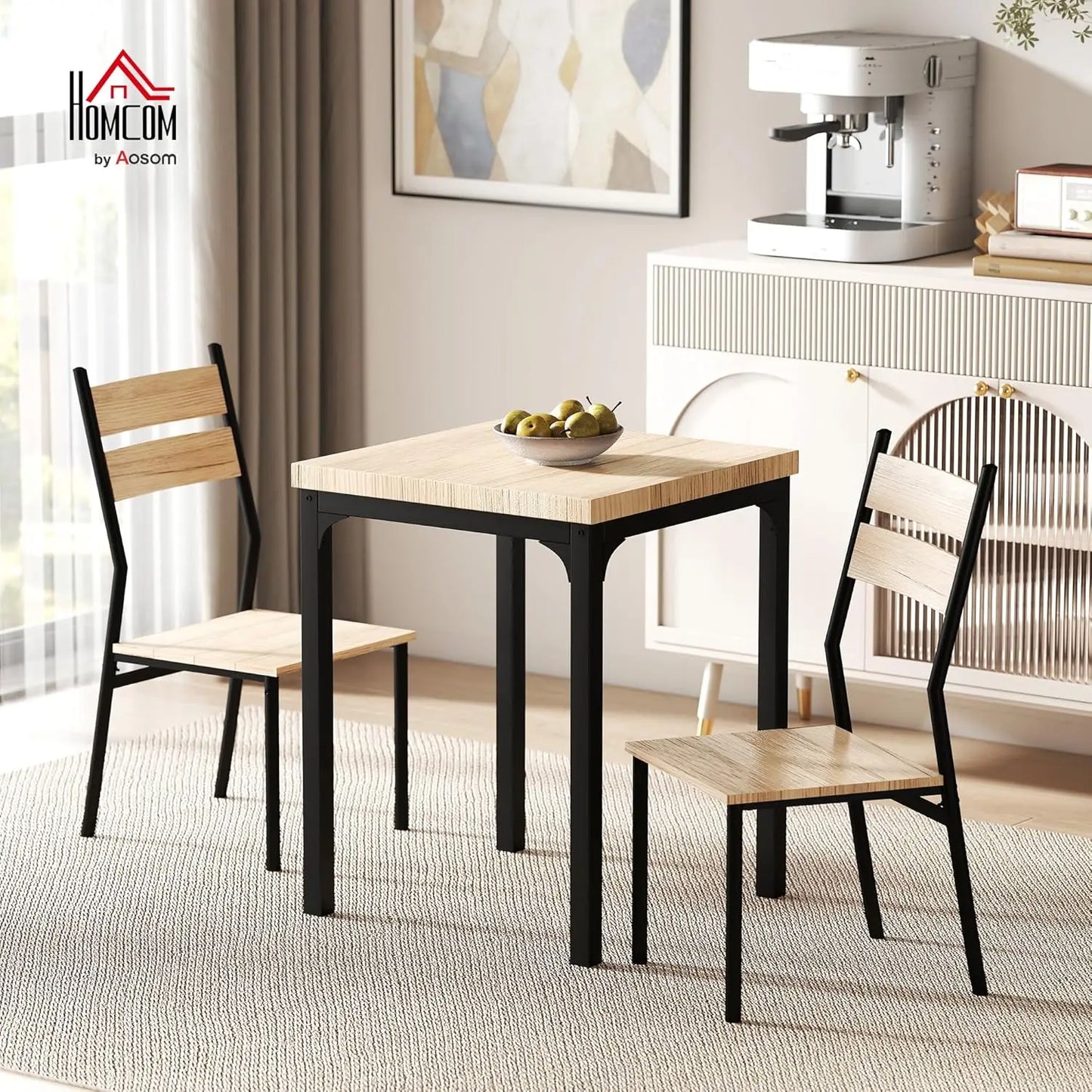 3 Piece Dining Table Set for 2 Modern Kitchen Chairs