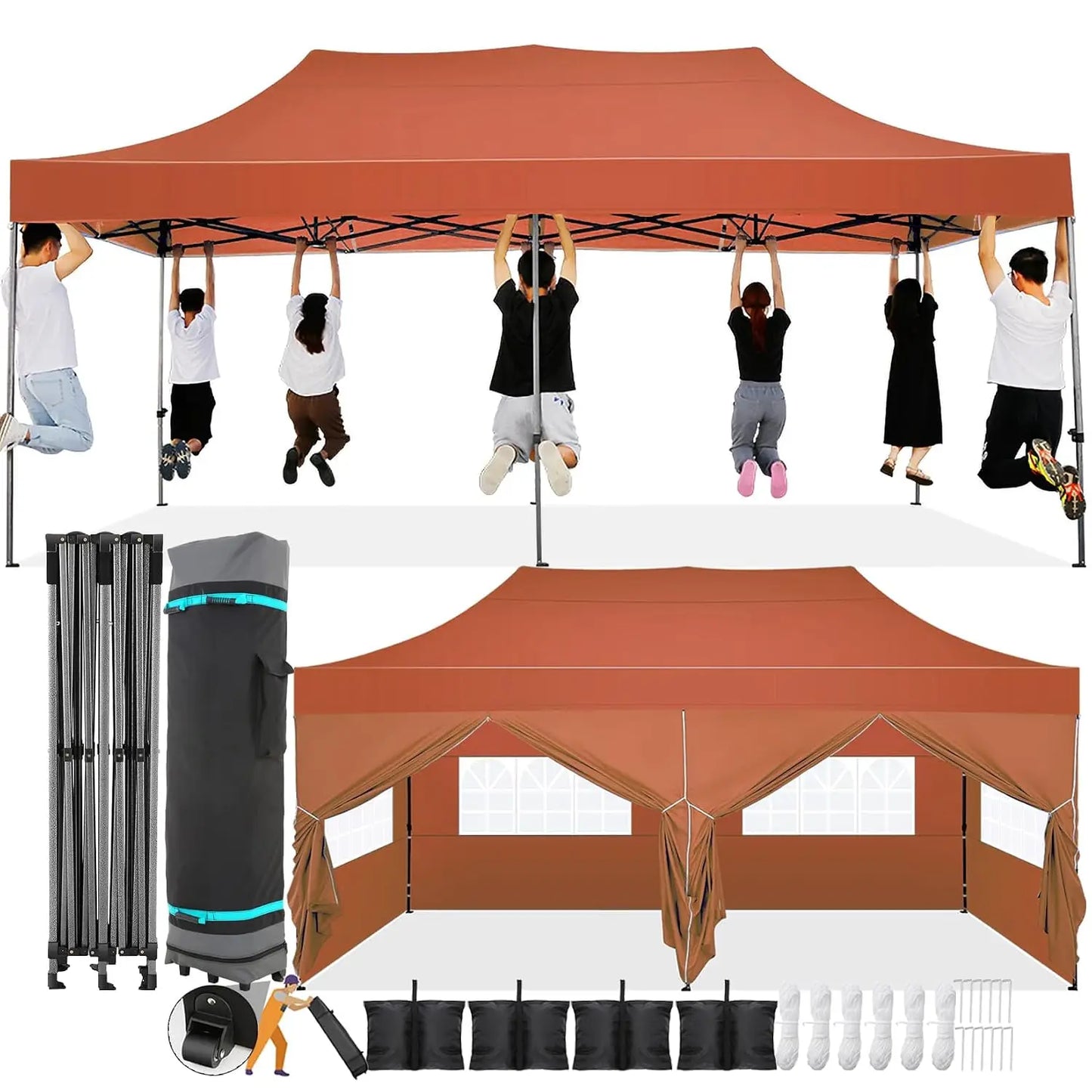 10x15 Hardtop Gazebo with Flame-Retardant Curtain & Netting, Hot Tub Gazebo with Galvanized Steel Double Roof, Heavy, Custom