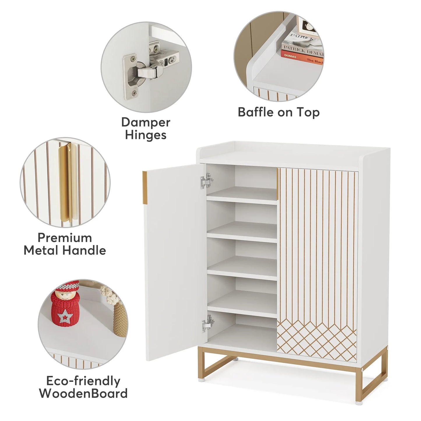 Tribesigns Wooden Shoe Cabinet With Doors For Home Storage