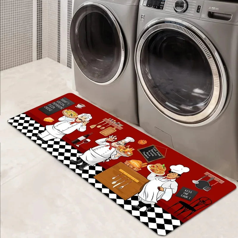 Premium Flannel Farmhouse Kitchen Mat Non Slip Washable Floor Rug
