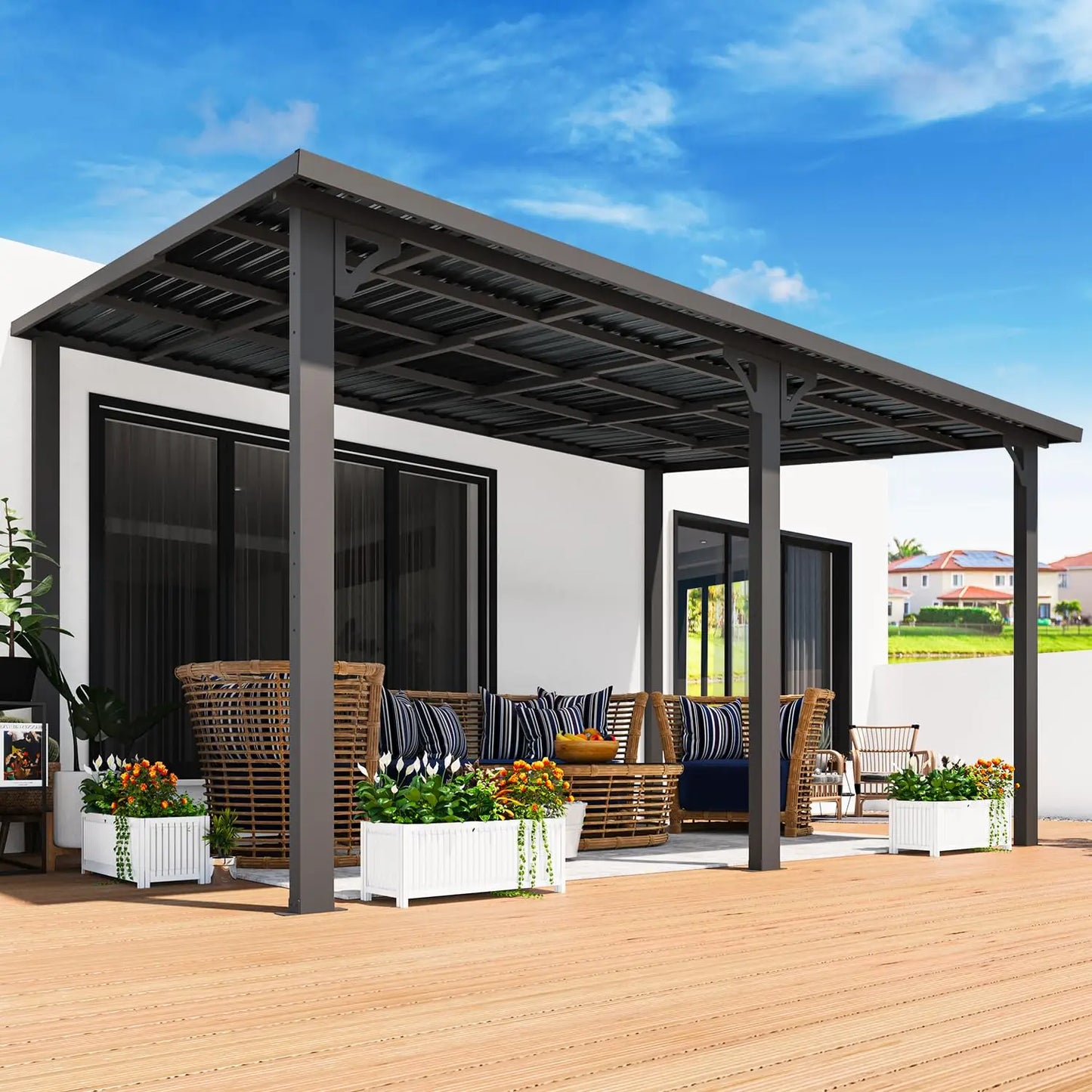 Sturdy Aluminum Gazebo With Roof For Patio Pergola