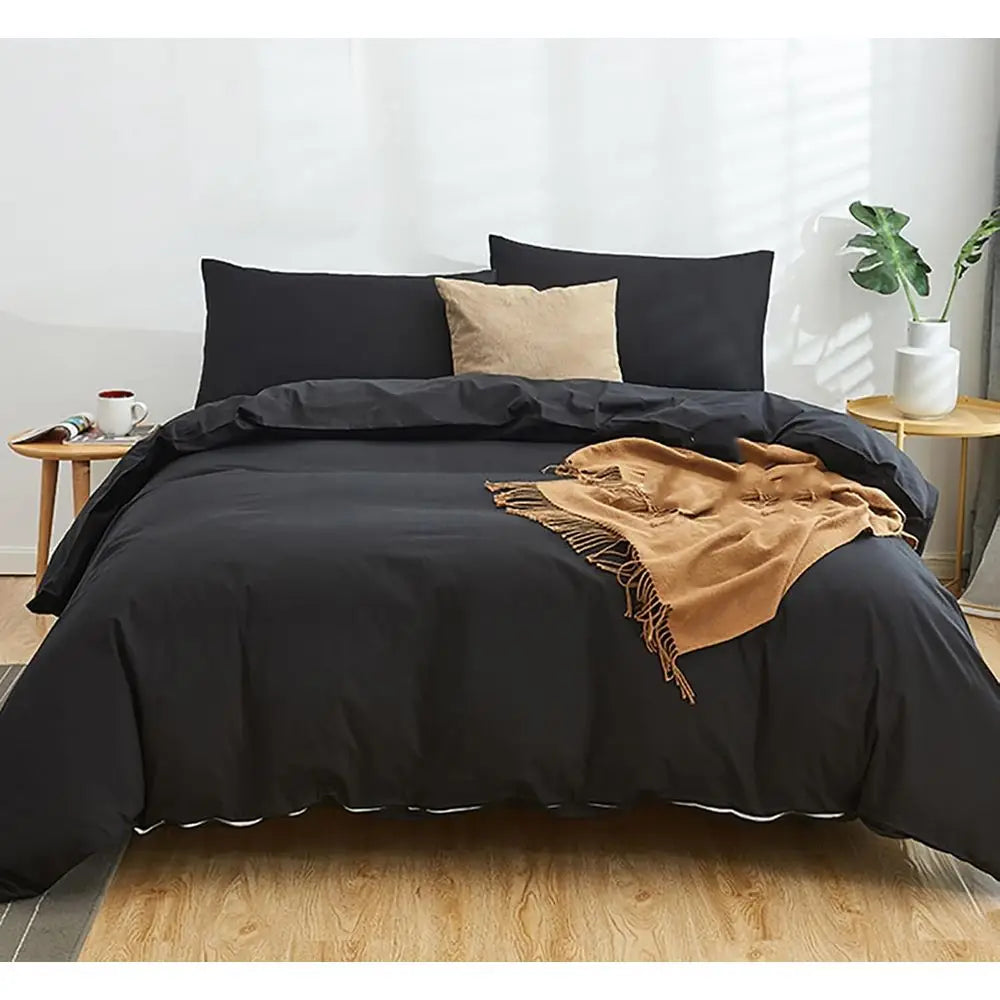 Duvet Protector Waterproo Breathable Cotton Incontinence Duvet Protector with Ties Washable Reusable or Elder,Kids Pets. (Black,