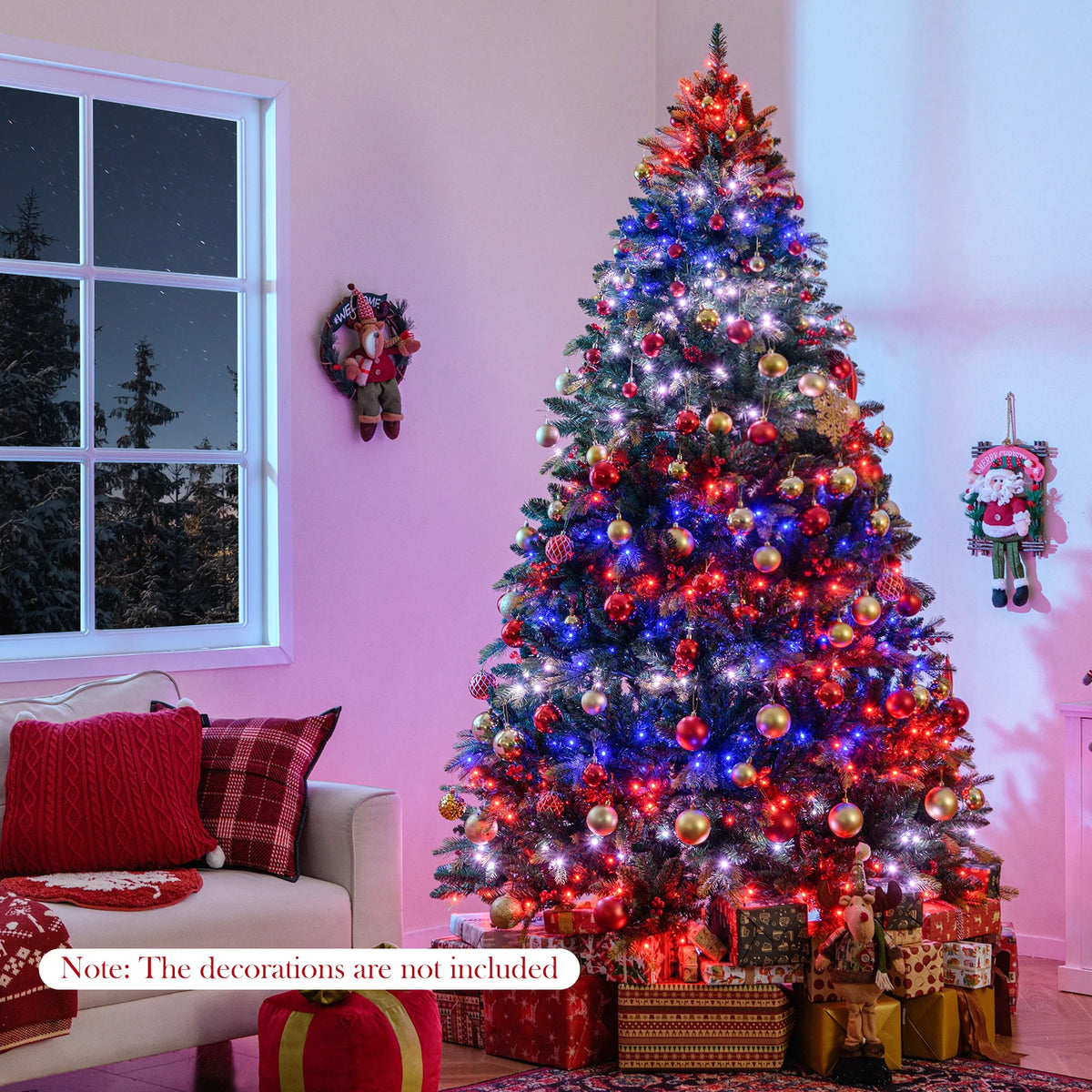 LIFEZEAL Hinged Artificial Christmas Tree With Remote And App Control