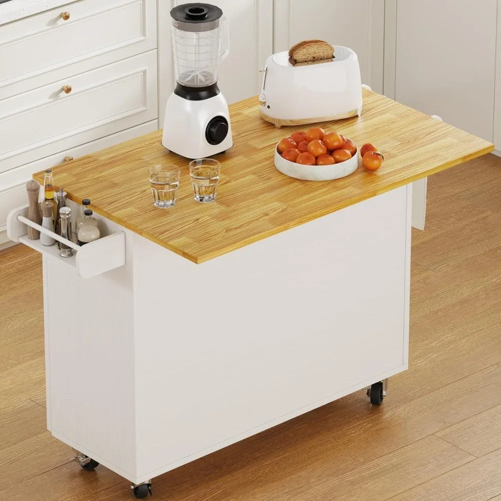Portable Rolling Kitchen Island With Storage And Towel Rack