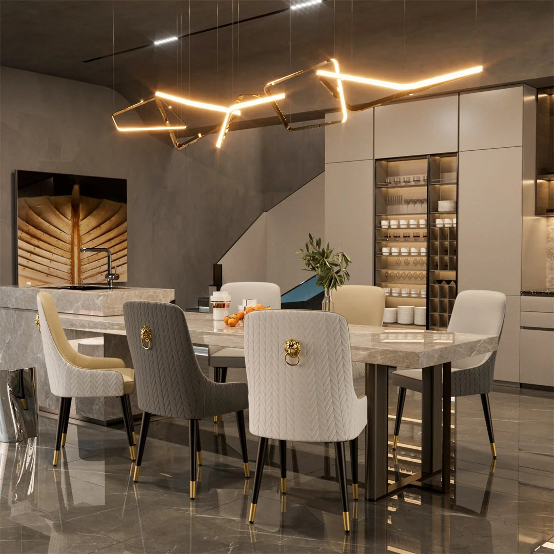 LUVODI Modern Dining Chair Set of 2 Microfiber Leather Leisure Chairs with Lion Knocker for Kitchen Table Restaurant
