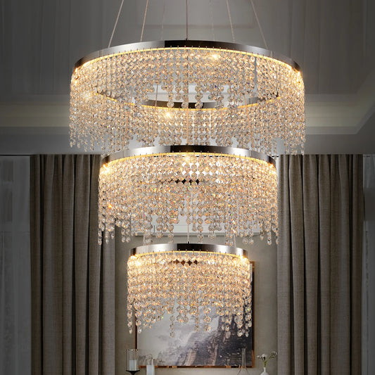 Crystal Chandelier LED Pendant Light Polished Finish Living Room