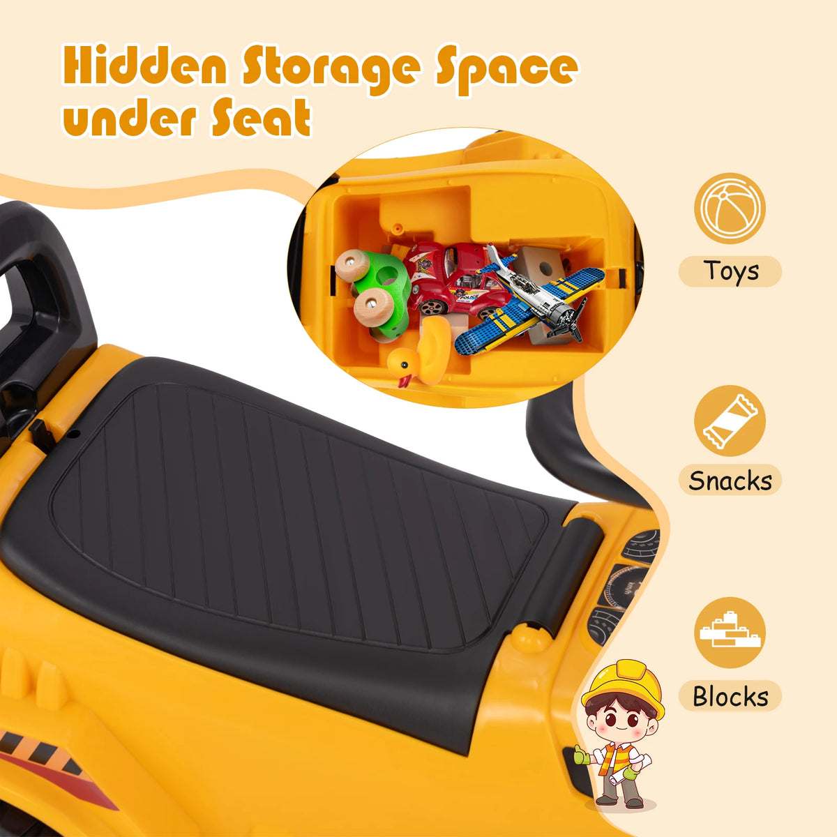 MULTIGOT Kids Ride On Excavator With Adjustable Shovel And Sound
