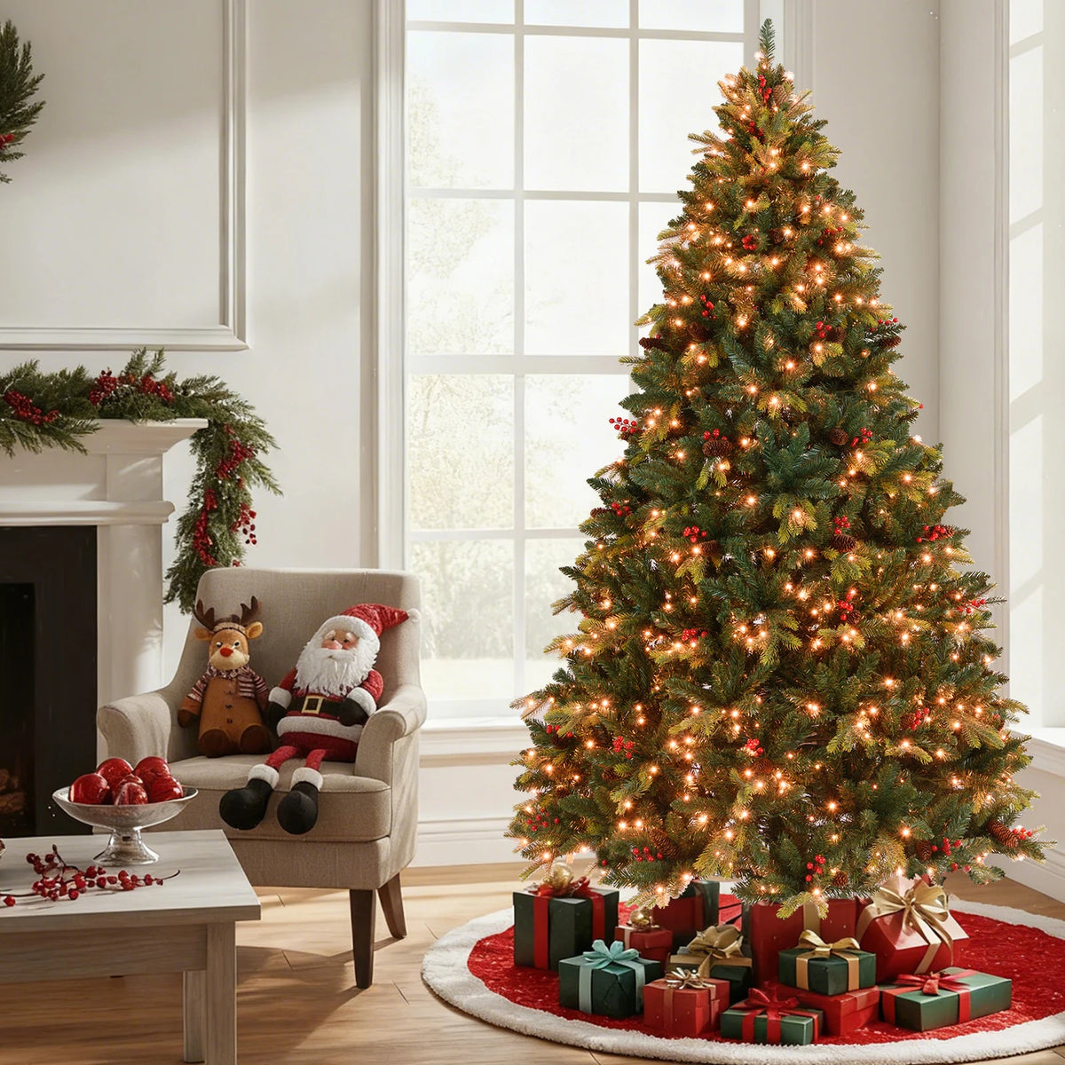 LIFEZEAL Hinged Artificial Christmas Tree With Remote And App Control