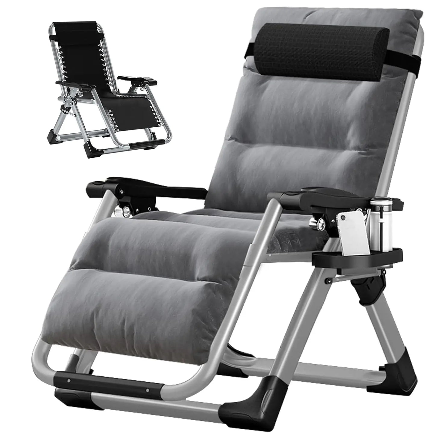 Zero Gravity Chair, Premium Lawn Recliner Folding Portable Chaise Lounge with Detachable Cushion, Headrest and Cup, Custom
