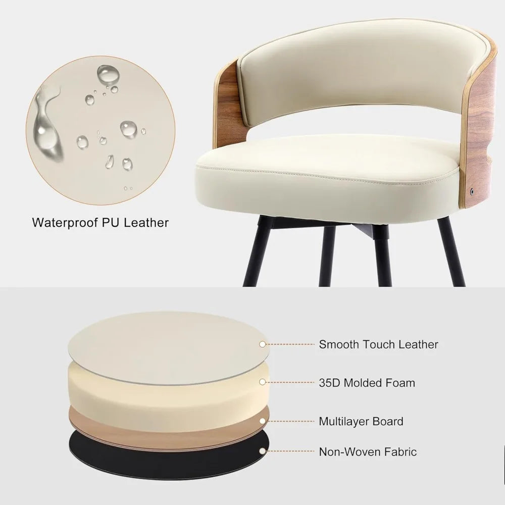 Guangbai Swivel Bar Stools Set of 2 Faux Leather Upholstered