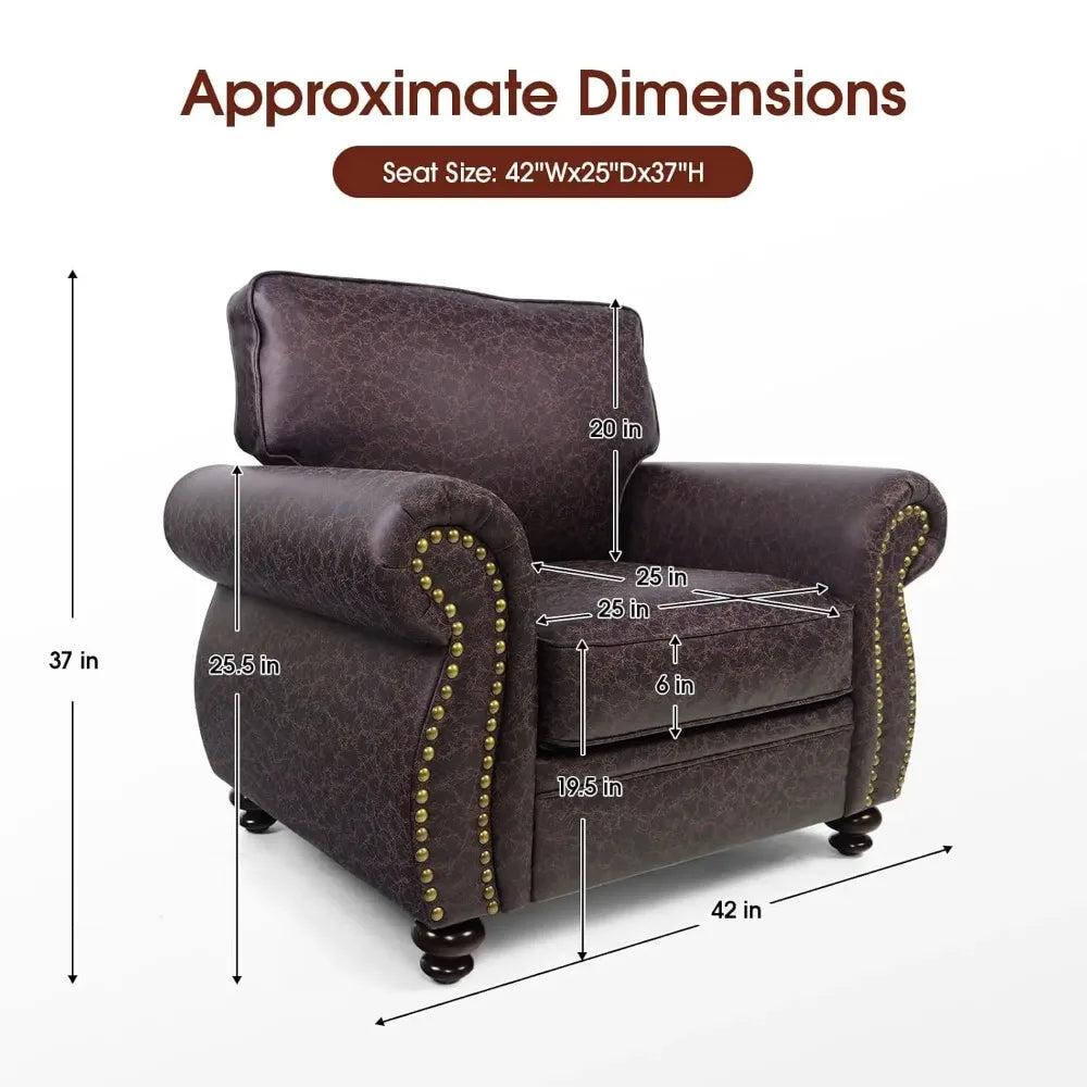 Mid Century Modern Sofa With Rivet Design For Living Rooms