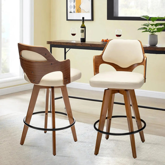 Guangbai Upholstered Bar Stool Set Of 2 With Bamboo Legs Low Back