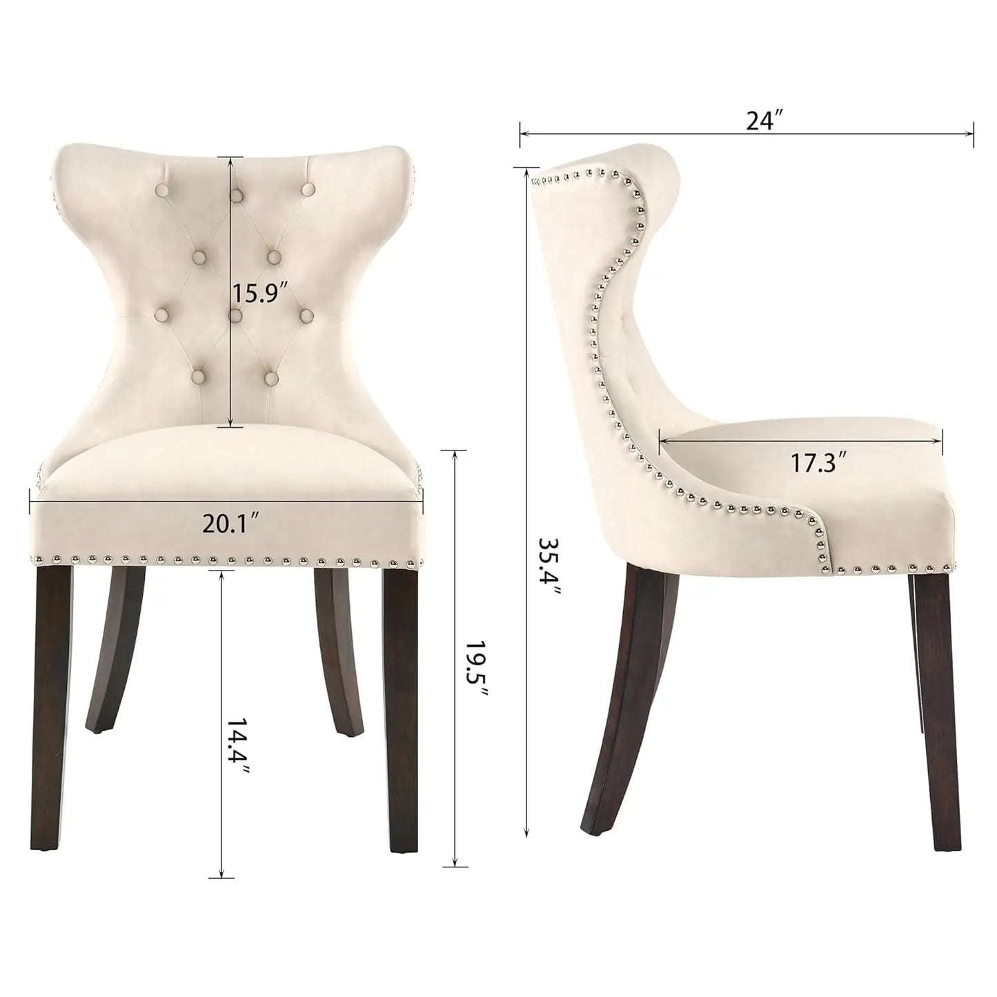 Upholstered Modern Dining Chairs Set Of 2 Button Tufted Leather