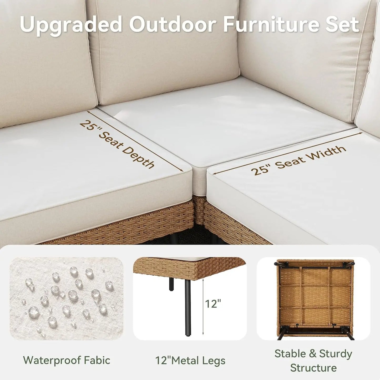 10 Piece Patio Furniture Set, 10 Seats Outdoor Sectional Sofas with Thick Cushion, Wicker Outdoor Patio Furniture Set, Custom