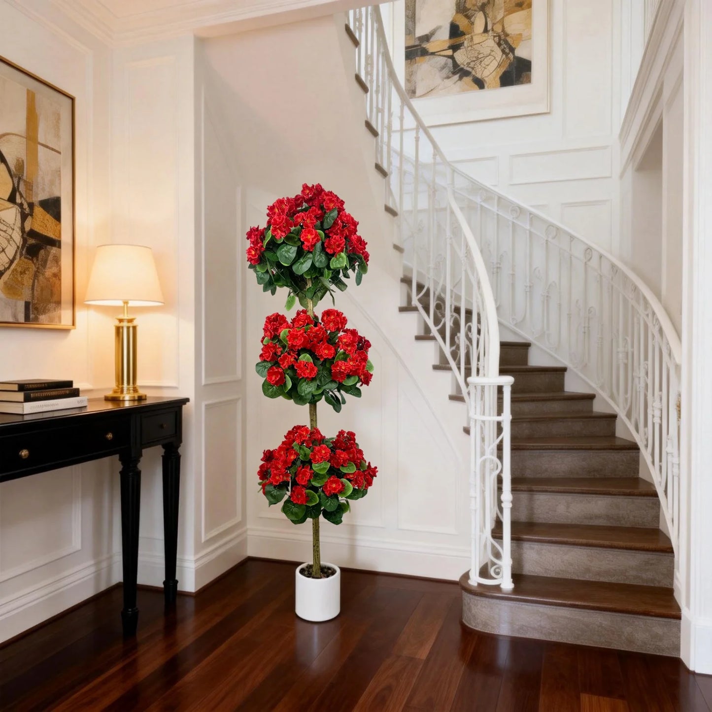 Artificial geranium plant, 5FT artificial tree with blossoms, artificial geranium flower Tree for  home,wedding,garden,balcony