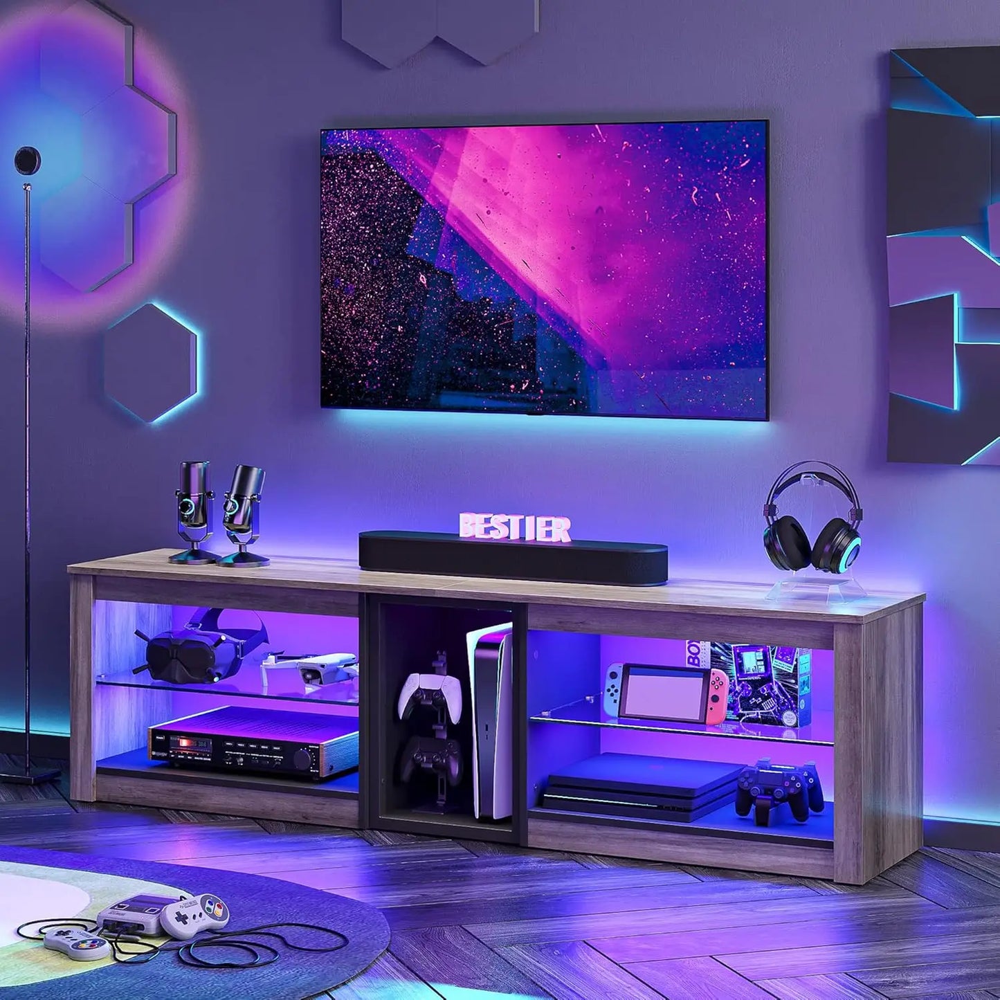 TV Stand and Gaming Entertainment Center for PS5 Modern Console