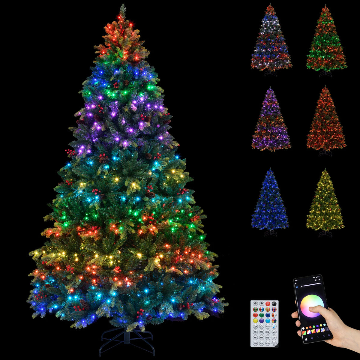LIFEZEAL Hinged Artificial Christmas Tree With Remote And App Control