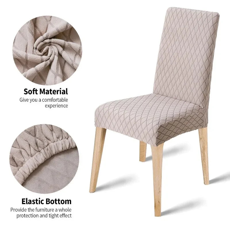 NONECN Jacquard Chair Cover Set Diamond Pattern Elastic Slipcovers