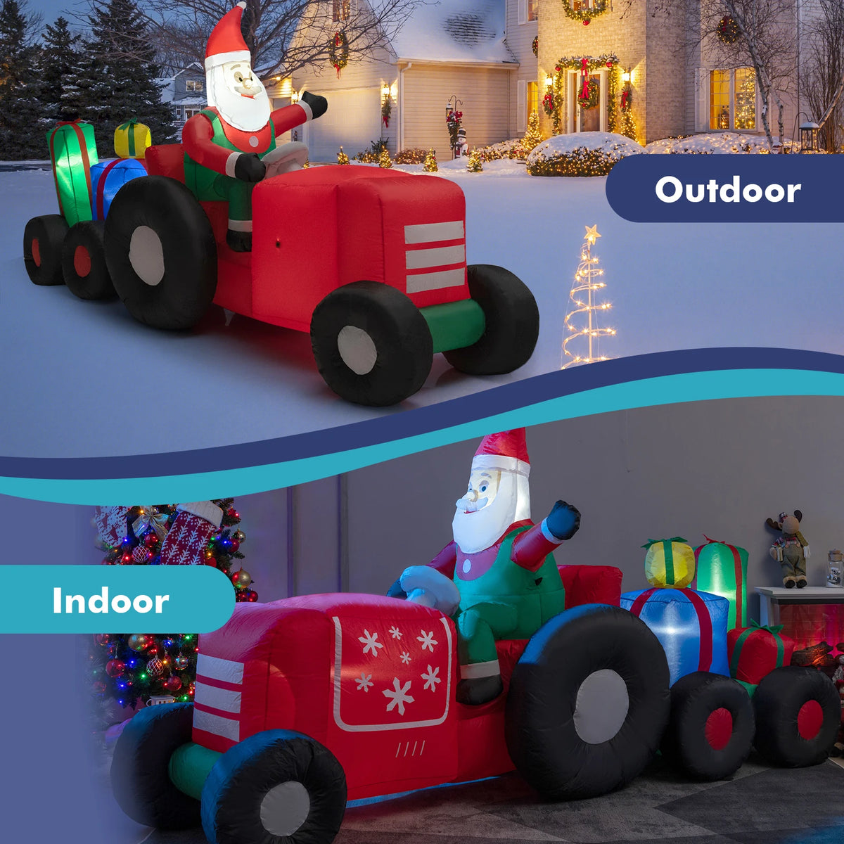 LIFEZEAL Christmas Inflatable Santa Decoration With Gifts And LED Lights