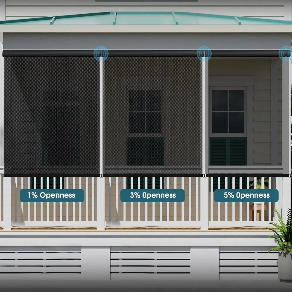 Motorized Outdoor Roller Shades,Patio Roll Up Blind Work with Alexa,Home,Homekit,Remote Control Sun Shade,Waterproo &Windproo Sm