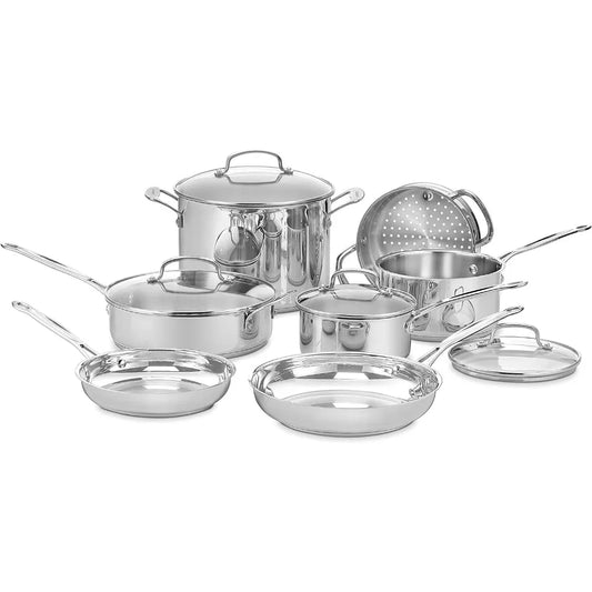 Stainless Steel 11-Piece Cookware Set Aluminum-Clad Base