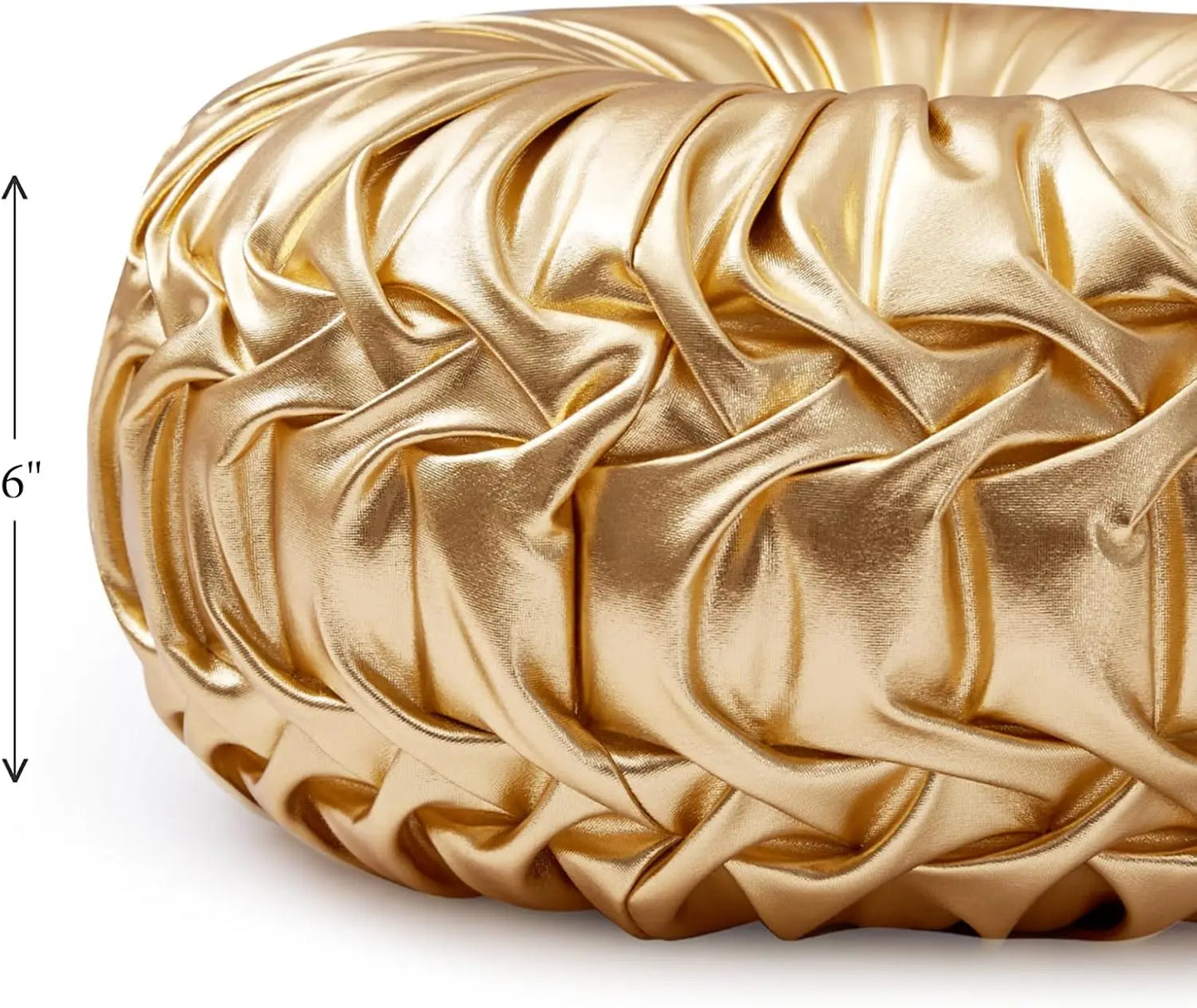 Round Leather Throw Pillow With Handmade Pleated Design For Home Decor