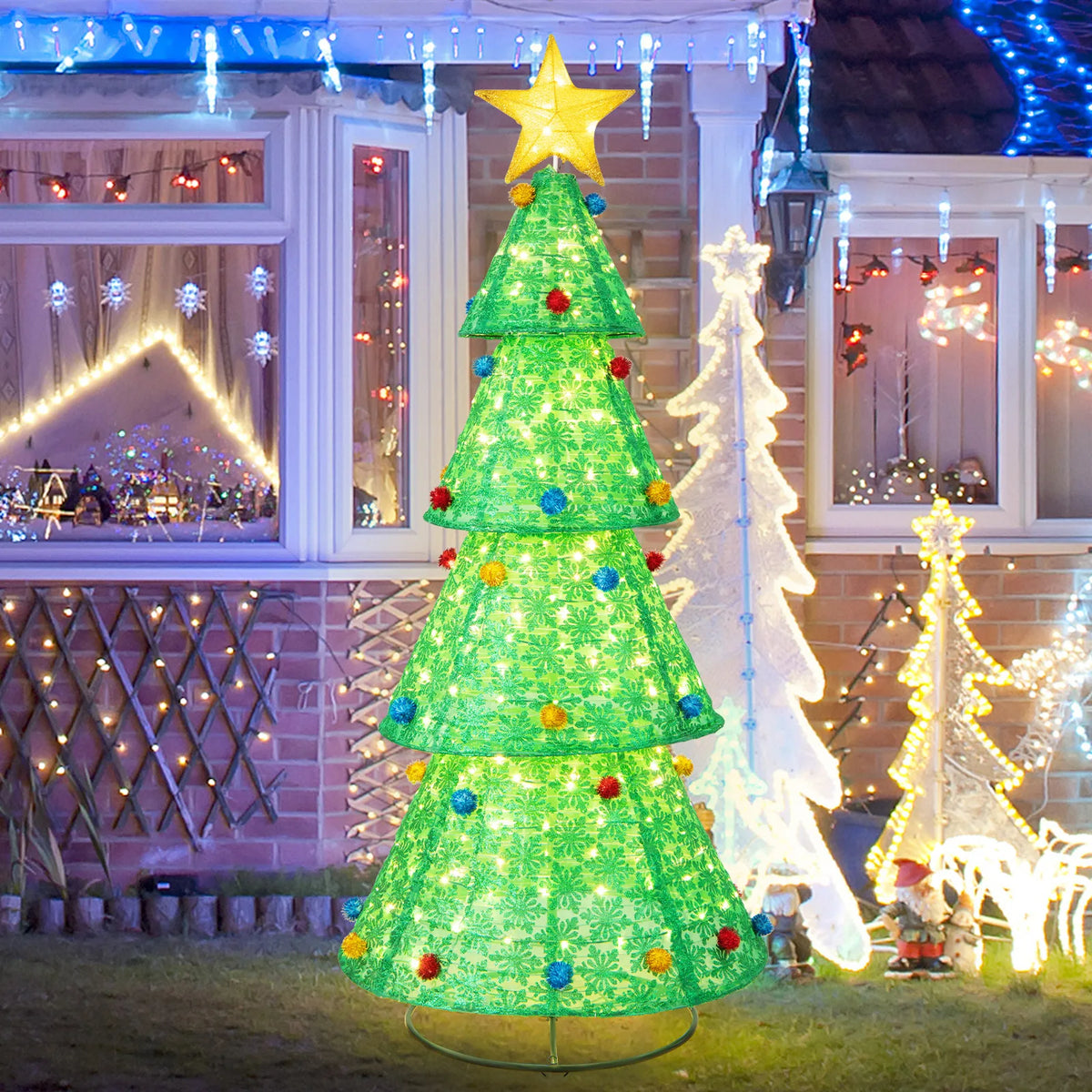 LIFEZEAL Collapsible Pop Up Fabric Christmas Tree Holiday Decoration