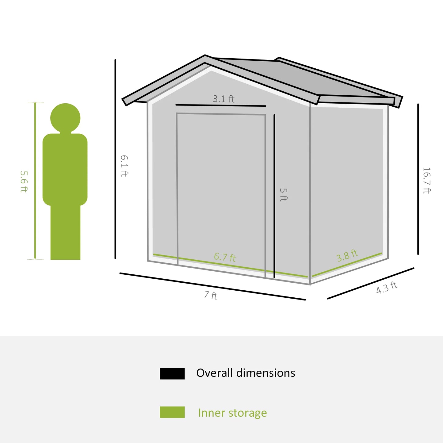 7' X 4' Outdoor Steel Tool Garden Shed Organizer W/ 2 Sliding Doors, Brown