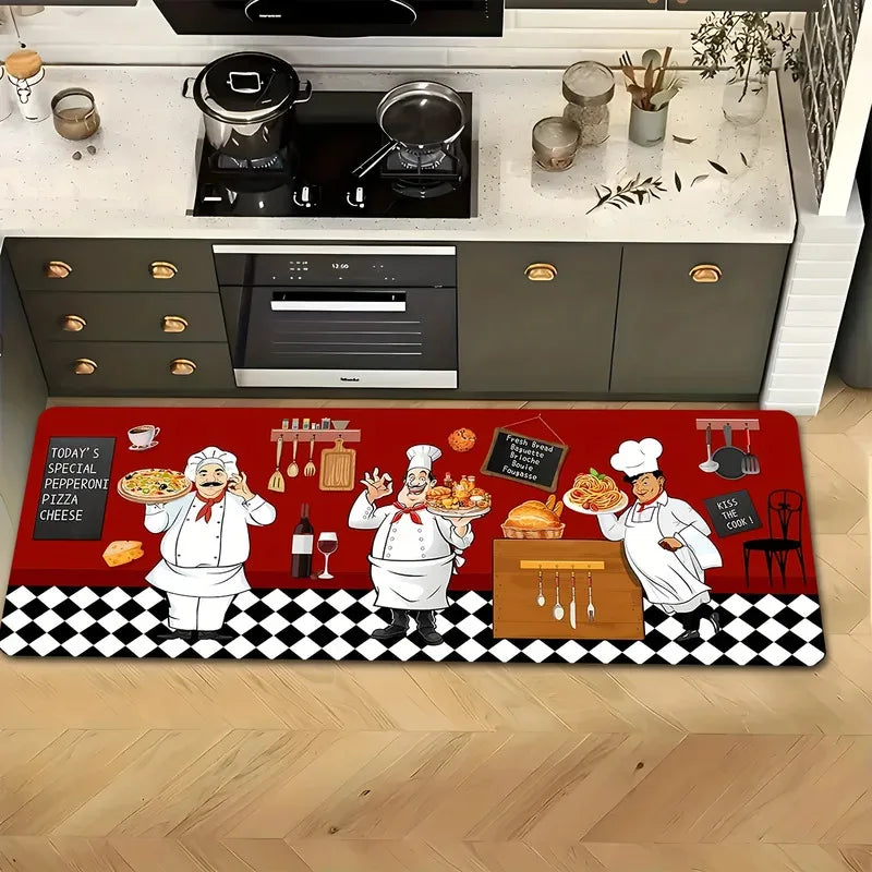 Premium Flannel Farmhouse Kitchen Mat Non Slip Washable Floor Rug