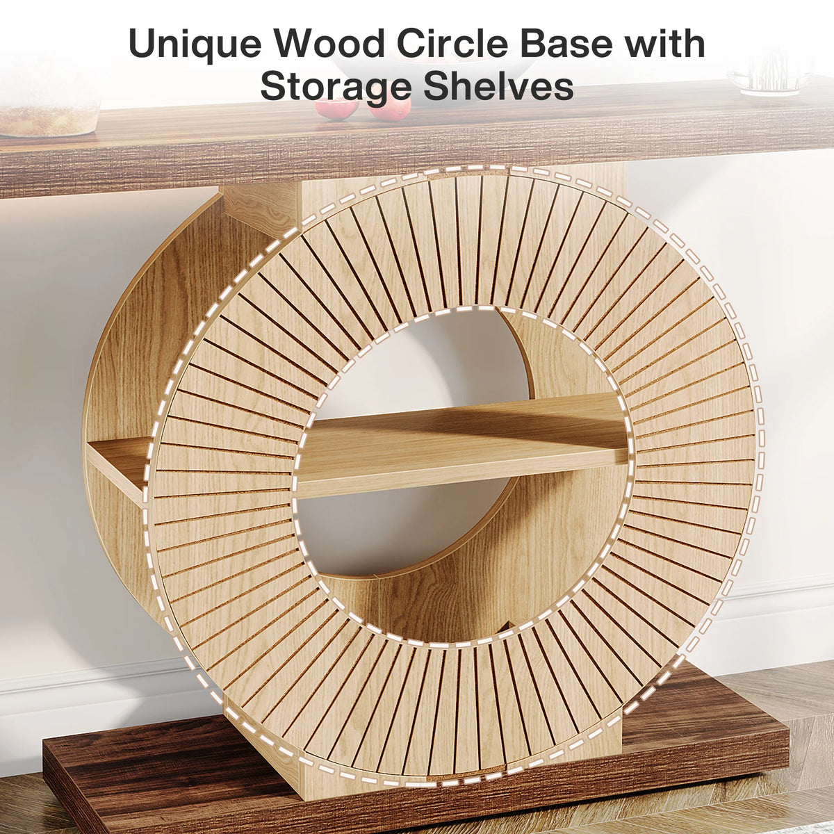 Tribesigns Modern Console Table With Storage Shelves And Round Base
