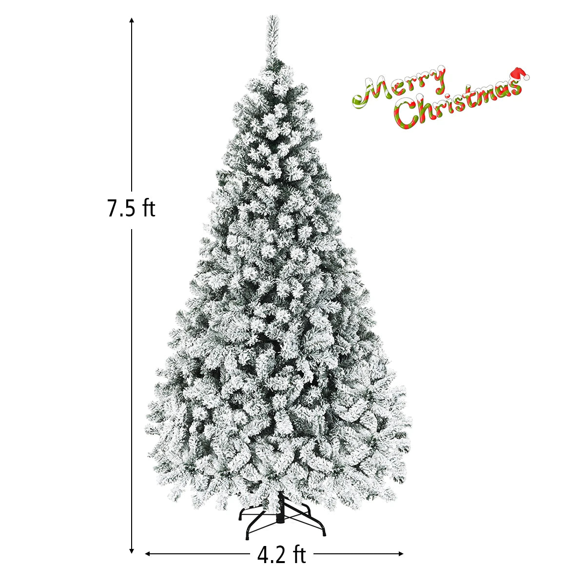 MULTIGOT Prelit Snow Flocked Hinged Artificial Christmas Tree