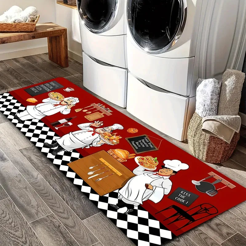 Premium Flannel Farmhouse Kitchen Mat Non Slip Washable Floor Rug