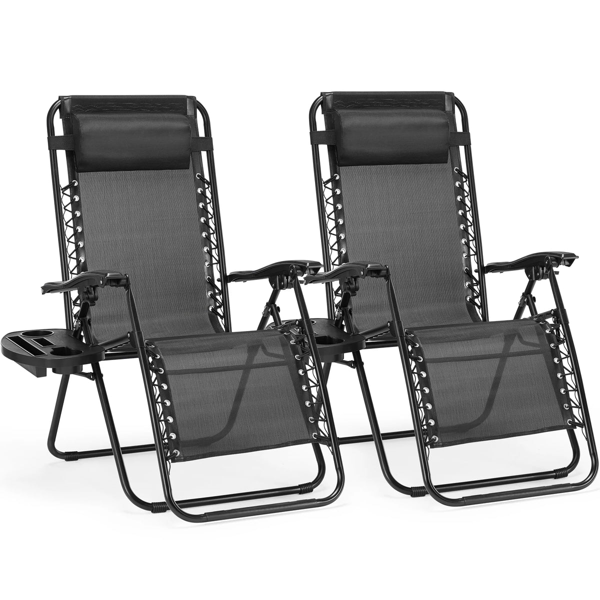 JHK Zero Gravity Portable Outdoor Recliner With Cup Holder Tray