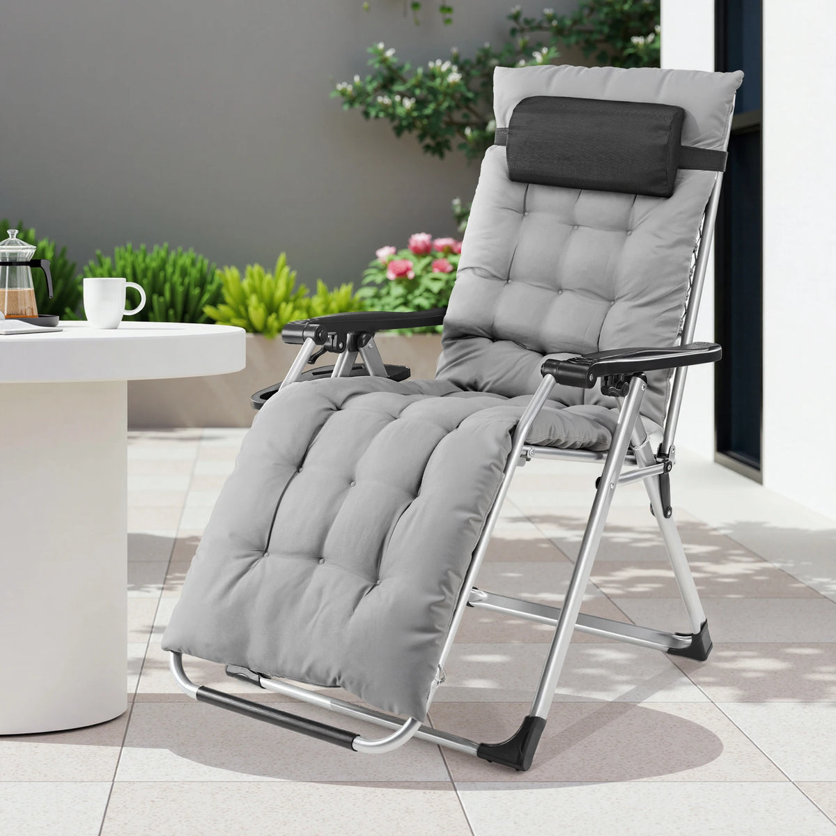 JHK Zero Gravity Folding Recliner Lounge Chair with Cup Holder