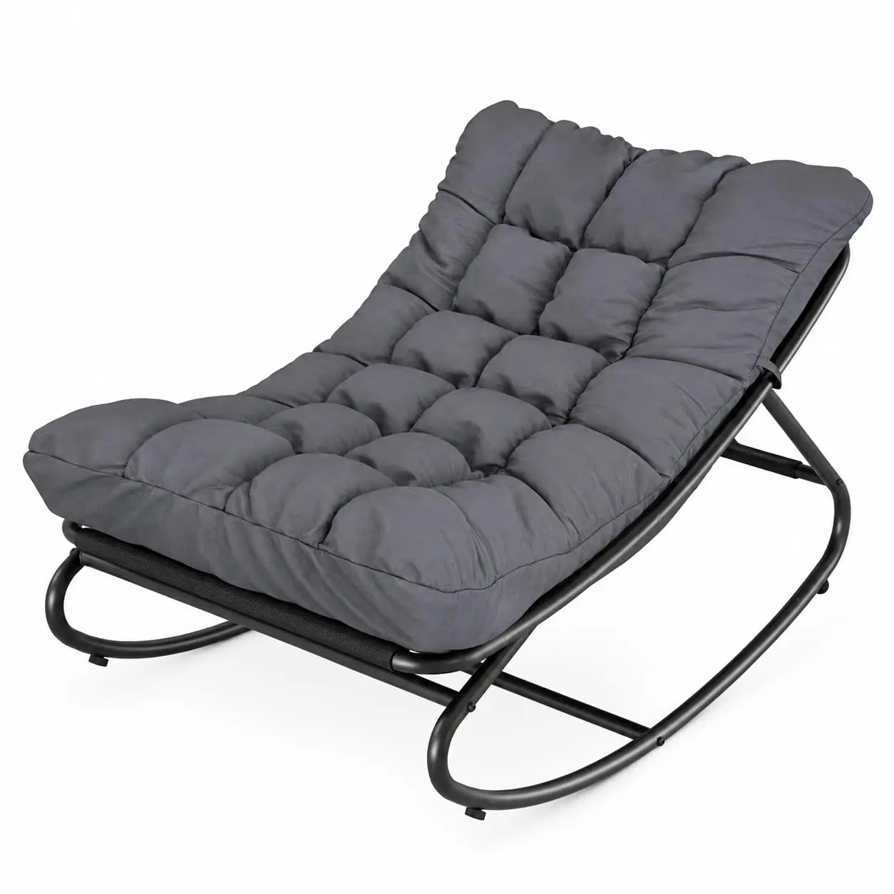 Oversized Patio Rocking Chair – Heavy Duty Metal Frame, Thick Waterproof Cushion, Ergonomic Comfy Lounge Rocker, 400 lbs Capacity, for Outdoor Porch, Garden, Balcony, Backyard