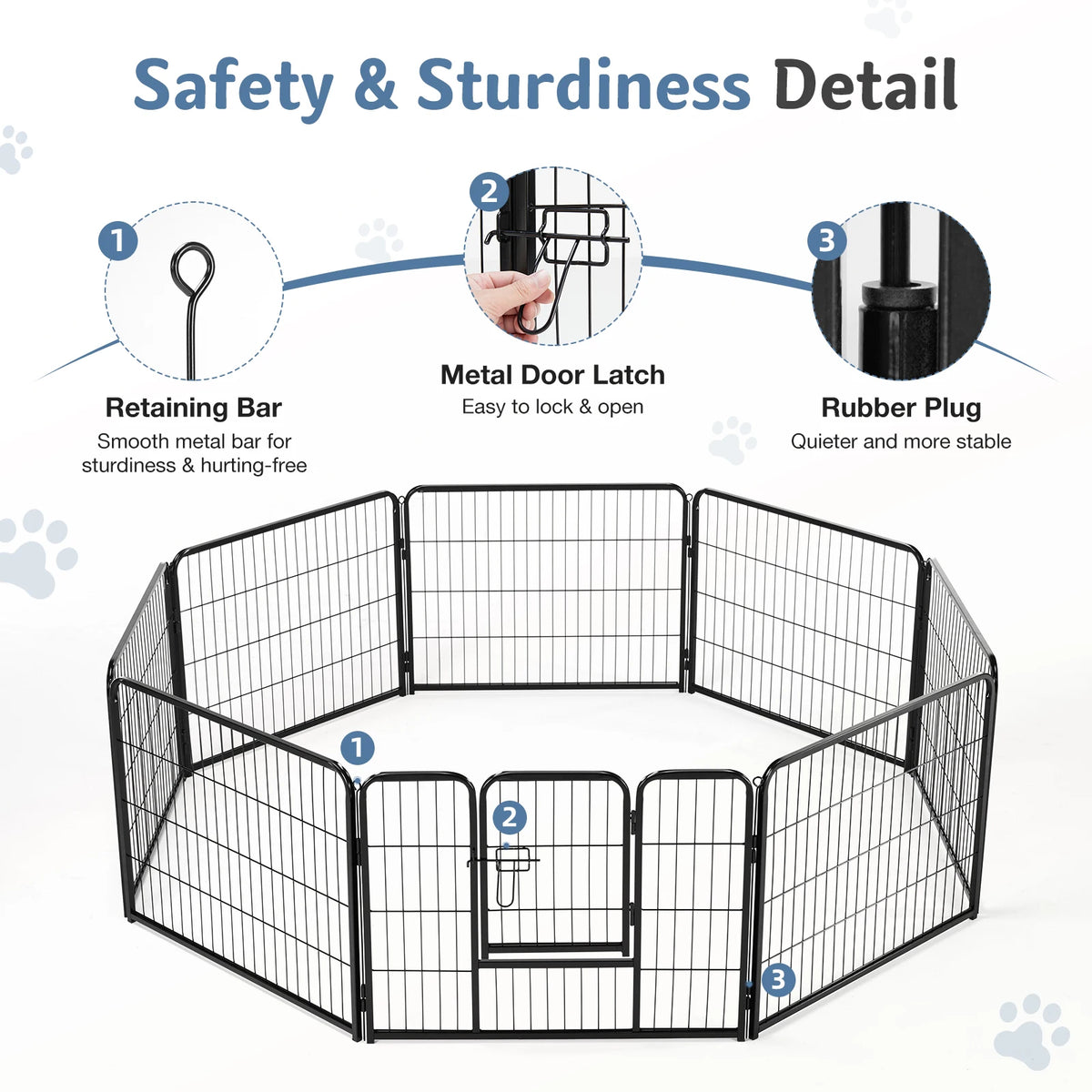 JHK Foldable Metal Dog Playpen Fence for Indoor Outdoor Use
