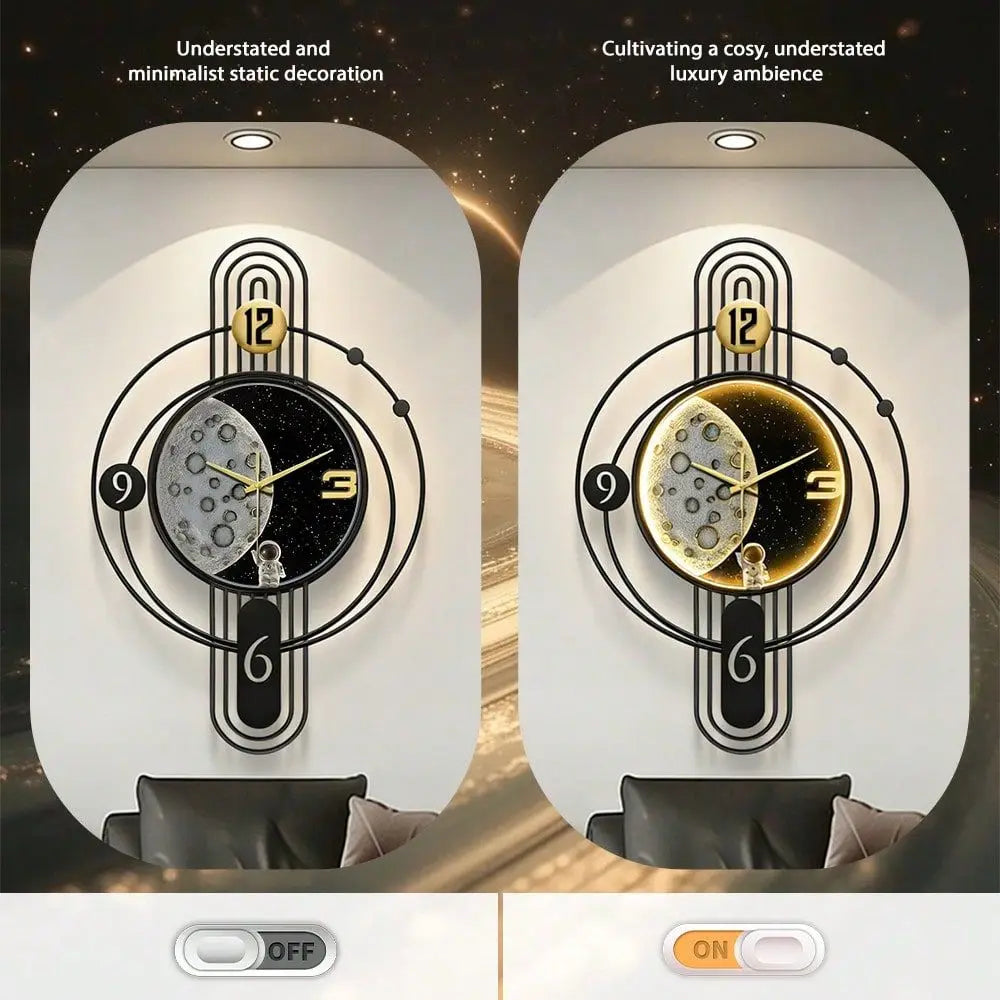 31x20 Inch Large Illuminated Wall Clock, Modern Large Wall Clock Suitable, Stylish And Creative, Metal Frame Silent N