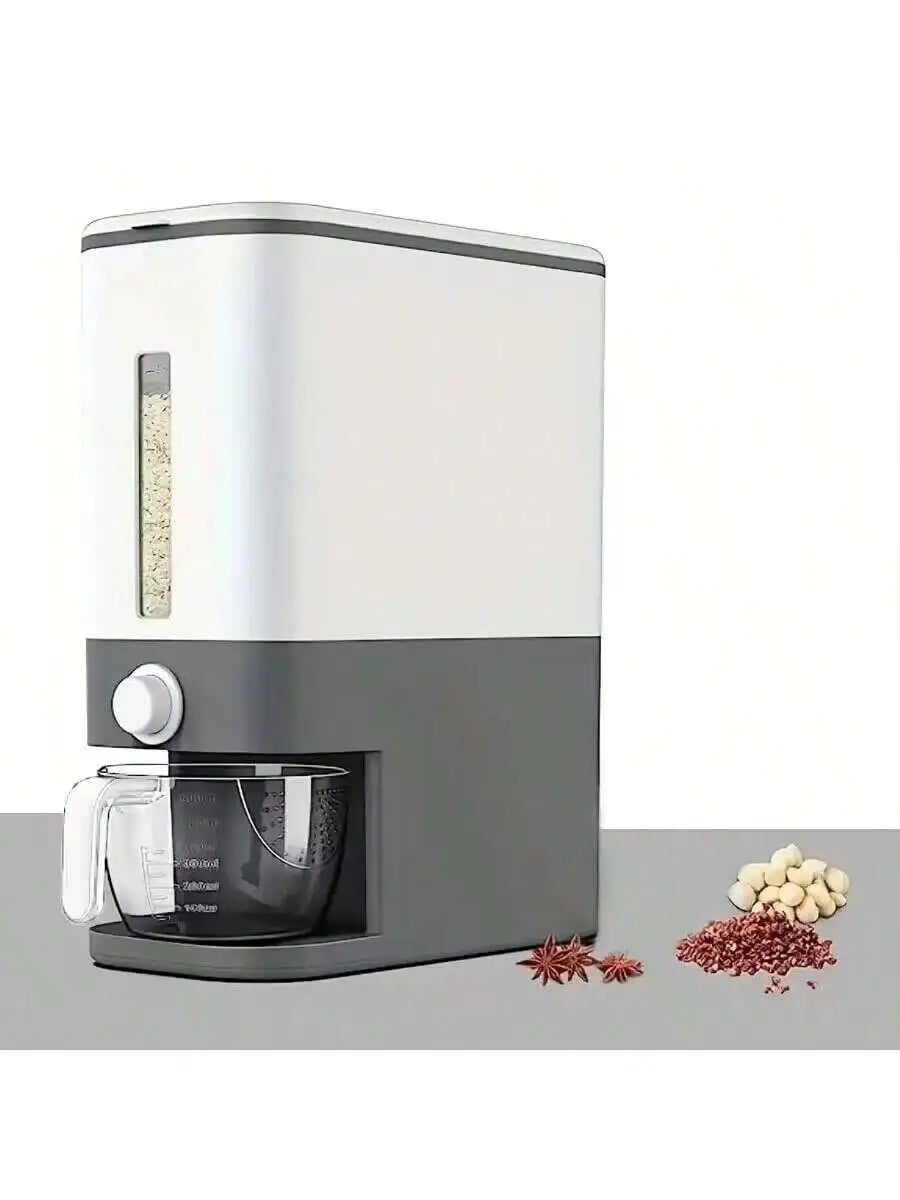 1 Set Rice Dispenser, 22-25 Lbs Rice Container With Measuring Cup, Upgraded Built-In Fresh Box, Cereal Dispenser Storage With L