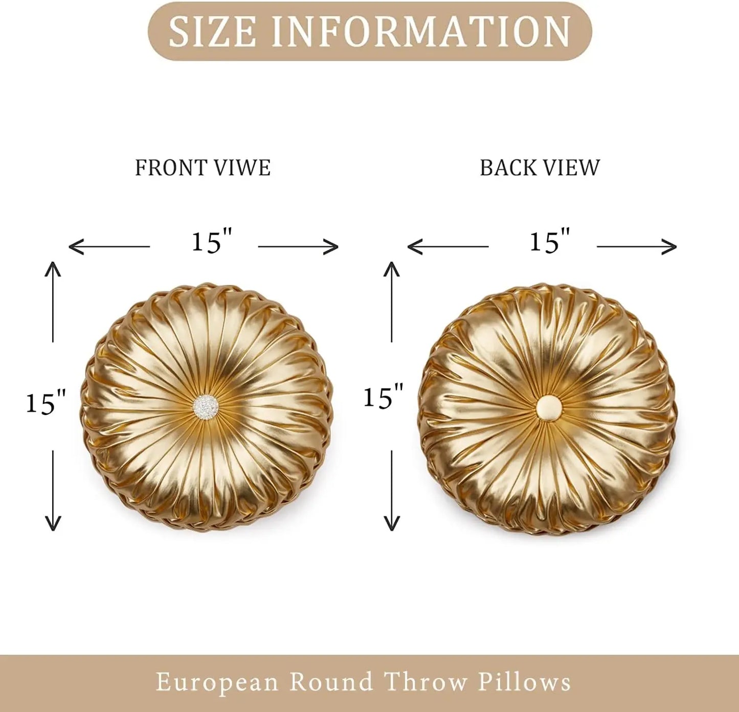 Round Leather Throw Pillow With Handmade Pleated Design For Home Decor