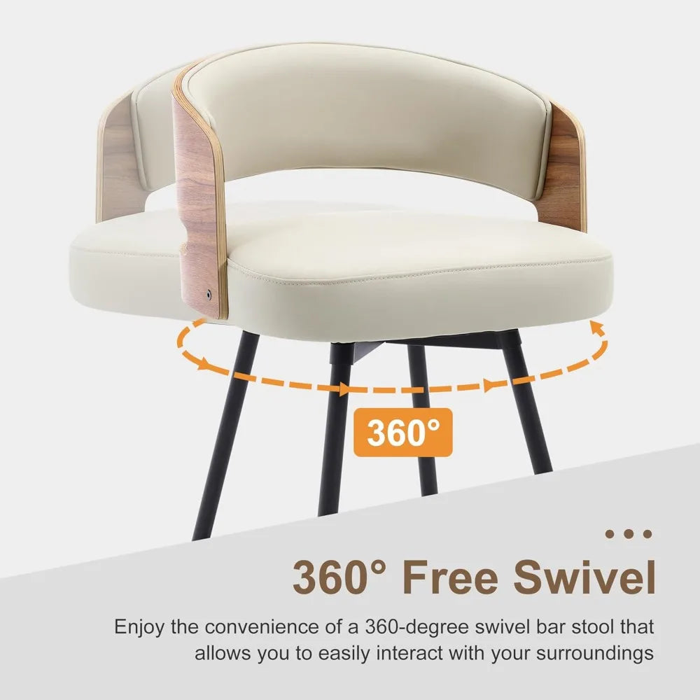 Guangbai Swivel Bar Stools Set of 2 Faux Leather Upholstered