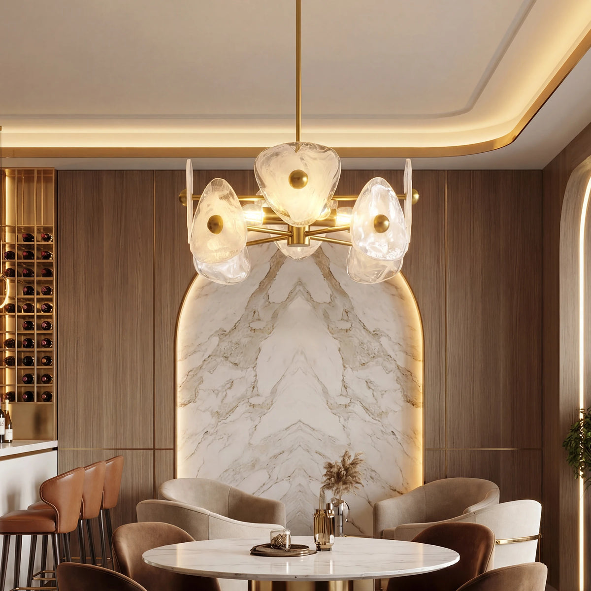 Modern Glass Chandelier For Dining Room And Bedroom Lighting