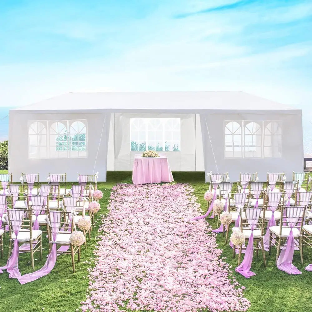 Large Outdoor Party Tent Seven-Sided Iron e Pe abric Party Tent Sunshade and Rain Shelter Gazebo Spiral Tube Contion Suitable or