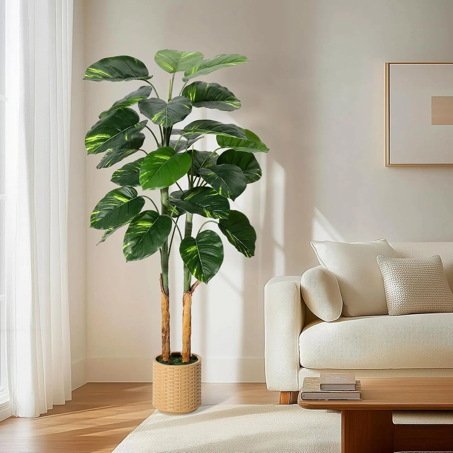 5ft/6ft Artificial Scindapsus Aureus Plant Indoor, Fake Tree, Faux Floor Plants, Artificial Tree for Home Office Living Room