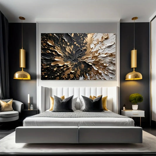 Modern Abstract Ink Splash Wall Mural In Pine Wood Frame