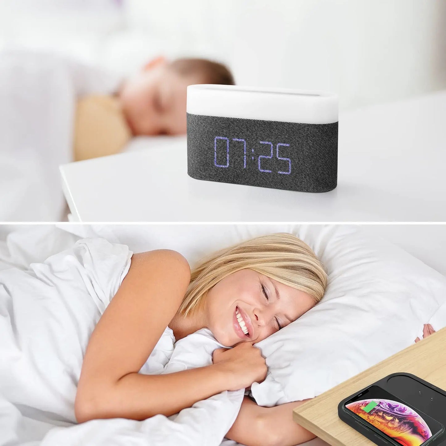 COLSUR S26 15W Wireless Charging Bedside Lamp with Alarm Clock