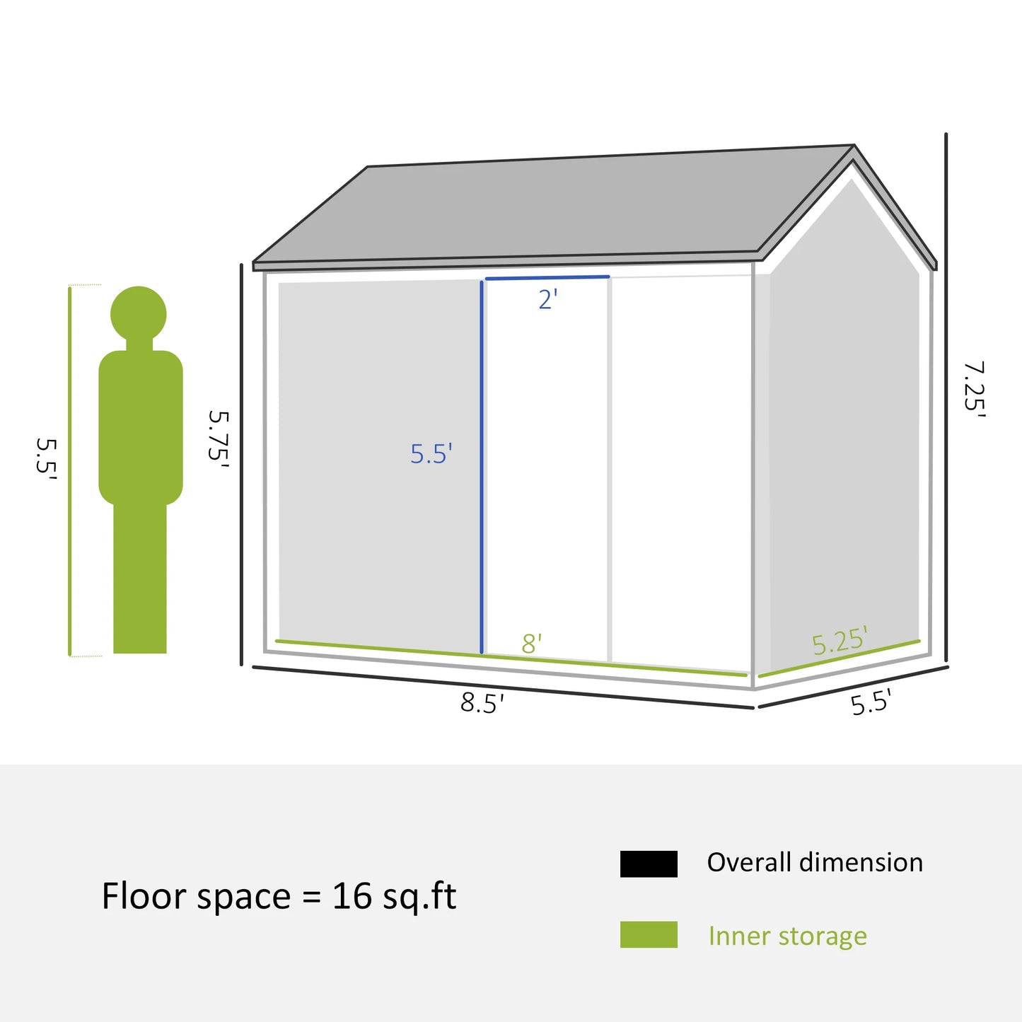 Outsunny Metal Garden Storage Shed With Two Doors Window