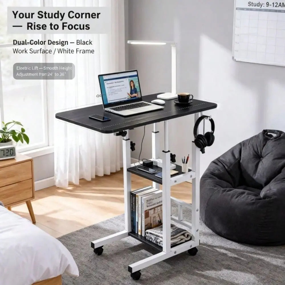 C-Shaped Sofa Side Table, Office Computer Desk, Movable Side Table, Sturdy Metal Frame, Multi-Functional Sofa, Bedroo