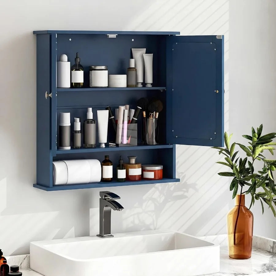 XIUWO Wall Mounted Bathroom Medicine Cabinet With Mirror